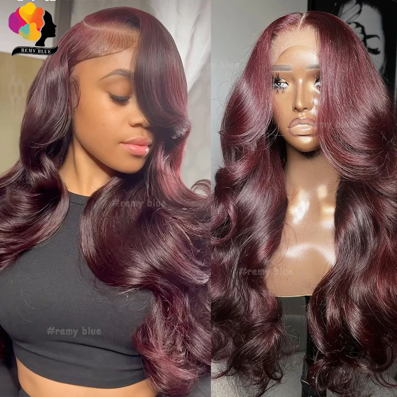 99j Red Burgundy Body Wave Human Hair Wigs for Black Women 13x4 Transparent Lace Front Human Hair Wig Glueless Lace Frontal Wigs