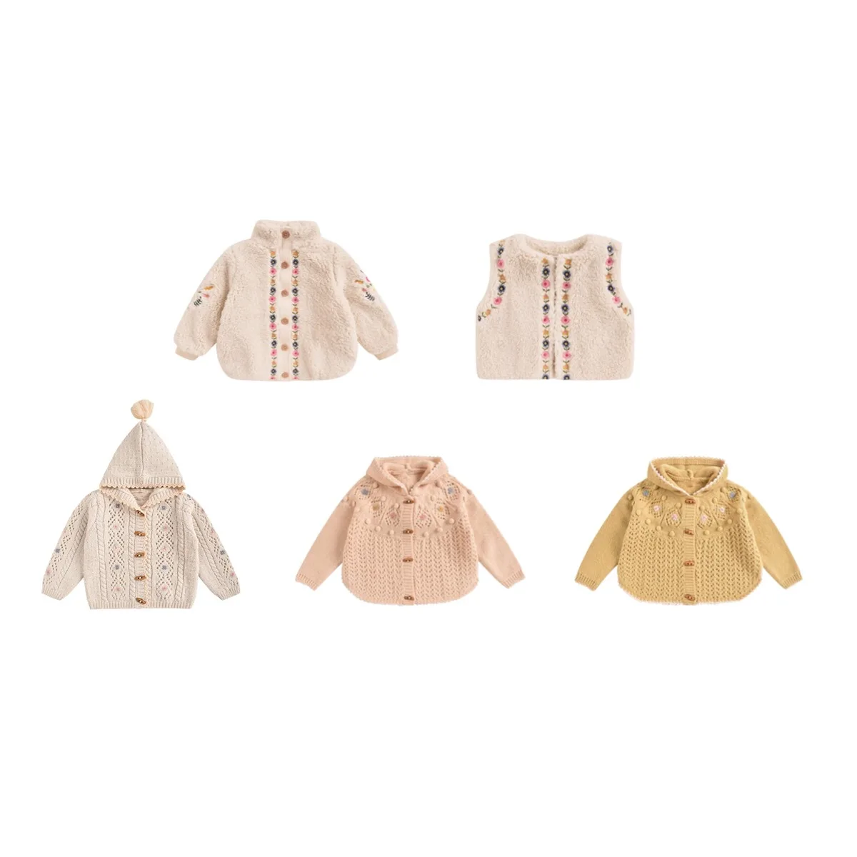 

Candy Baby 2025 Autumn/winter New Wool Blend Baby Girl Hooded Long Sleeved Cute Cloak Jacket Versatile Girls' Sweater Jacket