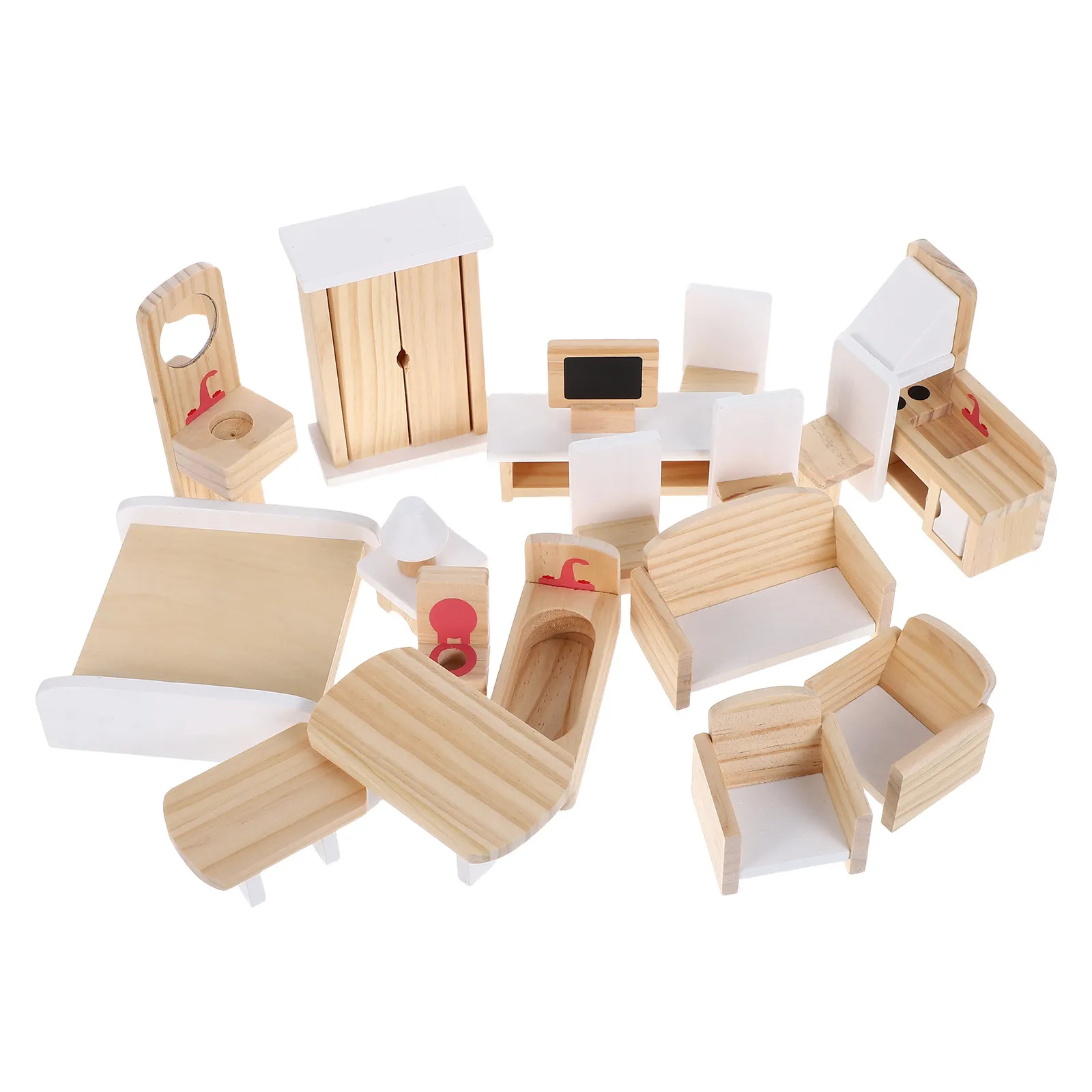 

Набор деревянной миниатюрной мебели: прочный, нетоксичный стол и стул для малышей для ролевых игр, кукольного домика, кухни, столовой