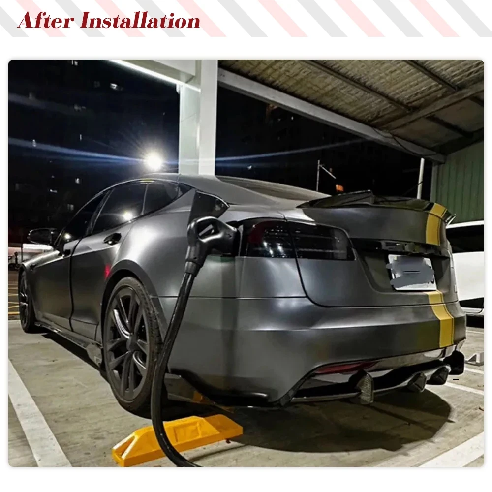 Car Rear Bumper Exhaust Diffuser Lip Spoiler for Tesla Model S Plaid 2021-2023 Rear Bumper Diffuser Lip Body Kits Carbon Fiber