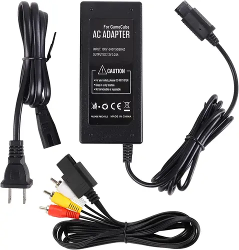 Fuente de alimentación de CA para Gamecube, cable adaptador de corriente alterna y cable AV para consola Nintendo Gamecube NGC