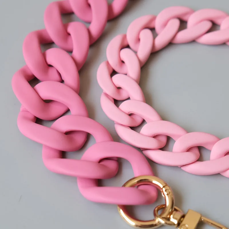 New Fashion Woman Handbag Accessory Chains Matte Cute Candy Pink Resin Chain Frosted Strap Women Clutch Shoulder Purse Chain