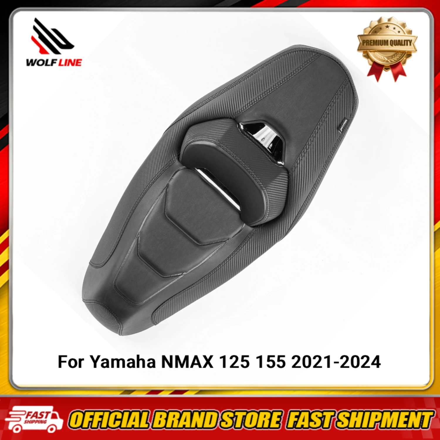 WOLFLINE One Piece Seat Cushion For Yamaha NMAX155 NMAX 155 125 2021-2024 2-Up Driver Passenger Retro Seat Saddle Comfortable