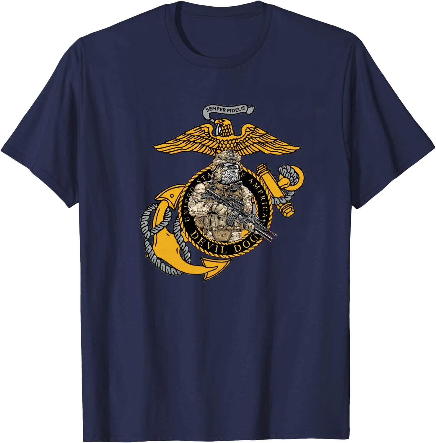 Novelty US Marine Corps Devil Dog Badge T-Shirt 100% Cotton O-Neck Summer Short Sleeve Casual Mens T-shirt Size S-3XL