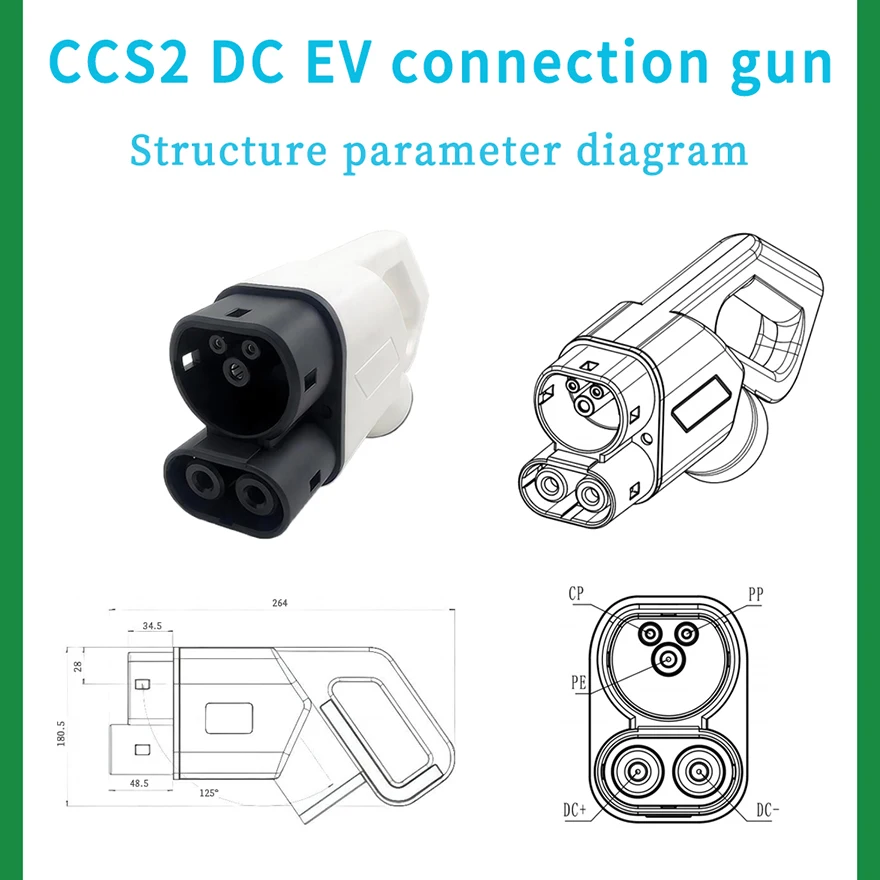 Caricabatterie EV dc fast charge ccs2 Plug 200A 1000V veicolo per auto elettrica Combo 2 connettore di ricarica EVSE