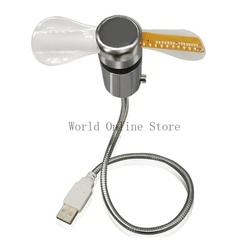 Klokventilat Time temperatuurweergave metaal mini ventilator USB Power LED -klokventilator Flexibele nek LED -klok voor laptop
