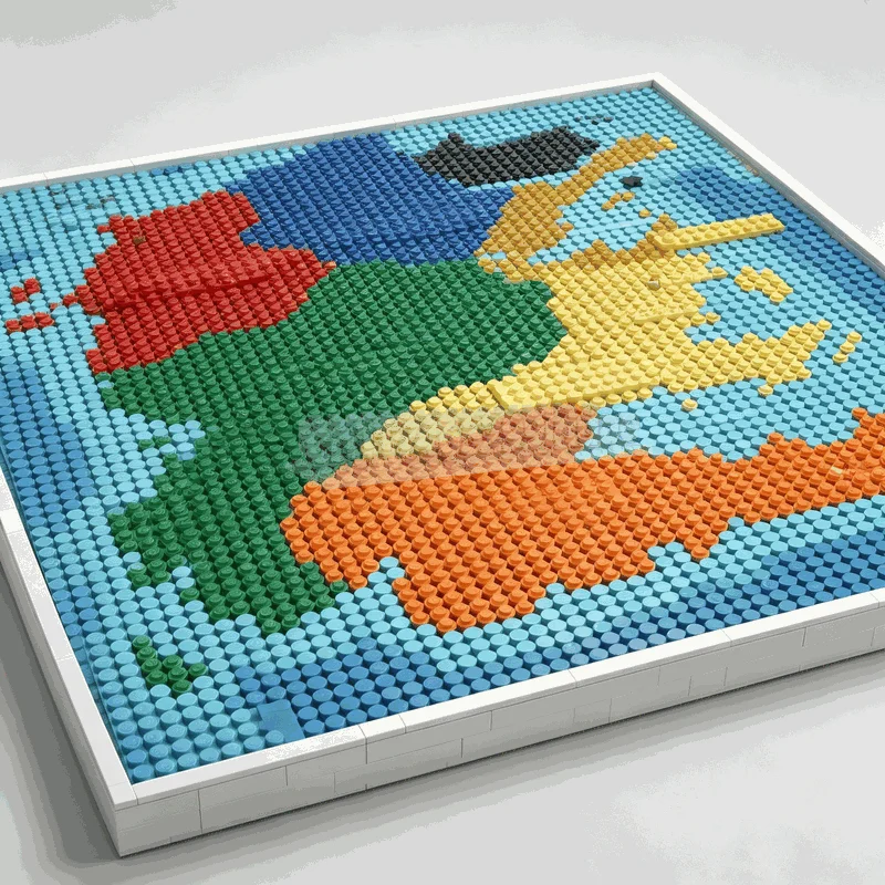 17900PCS MOC Fantasy Continent Map Mosaic Building Blocks Creative Pixel Art Medieval Kingdom Model DIY Assembly Bricks Toy Gift