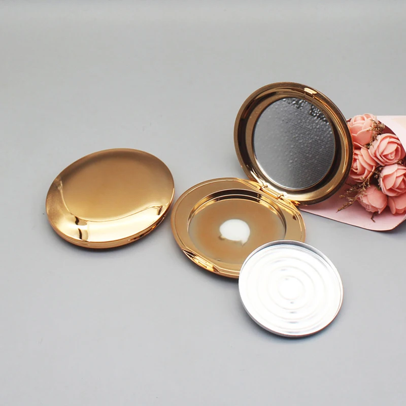 DIY Oval Gold Eyeshadow Powder Compact Makeup Highlighs Package Blusher Container Lipstick Case Concealer Package Mirror