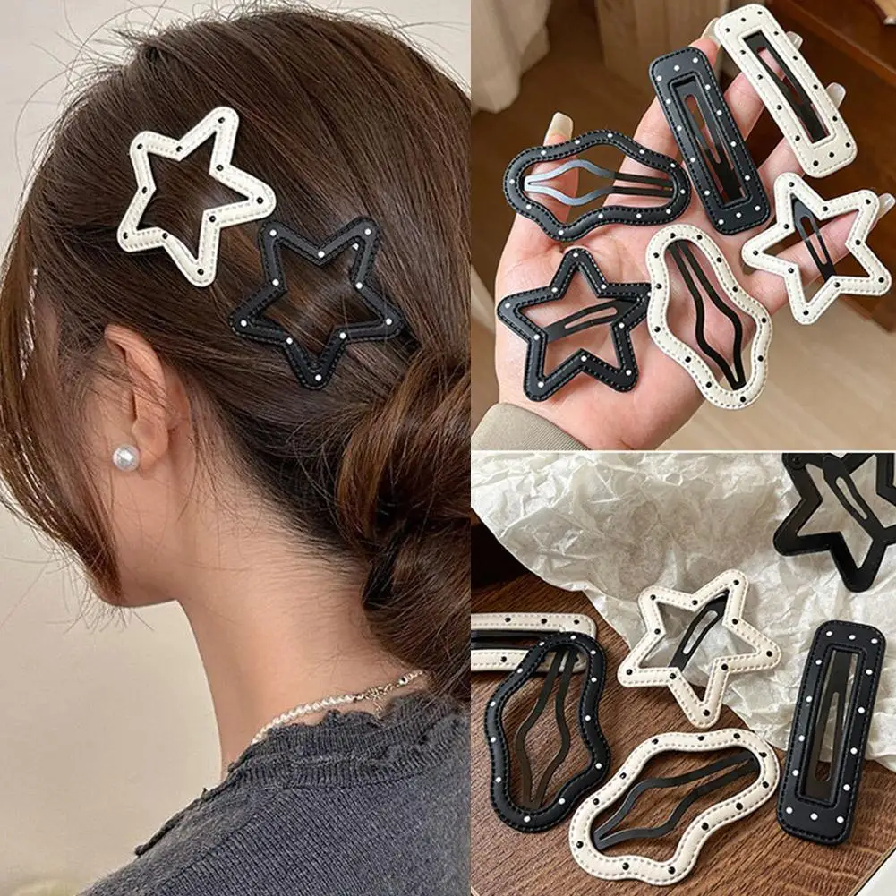 2Pcs/Set Fashion Cute Hollow Star Hair Clips Girl Colorful Hairpin BB Clip Headwear Accessories Gift Headpiece New Style