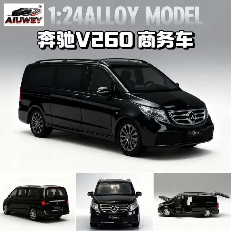 

1:24 Mercedes-Benz V260 Diecast Alloy Luxury MPV Model in Black/White with Openable Doors & Rear Hatch for Collection Home Decor