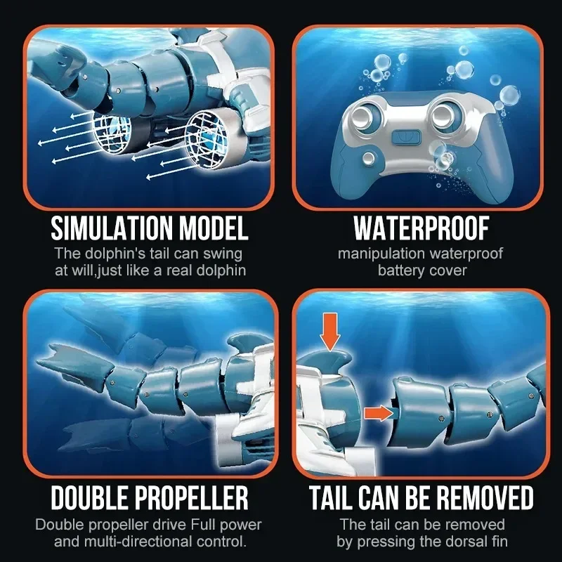 RC 高速リモートコントロールボートシミュレーションイルカボート 2.4 グラム光効果水中ゲームおもちゃリモートコントロールおもちゃ