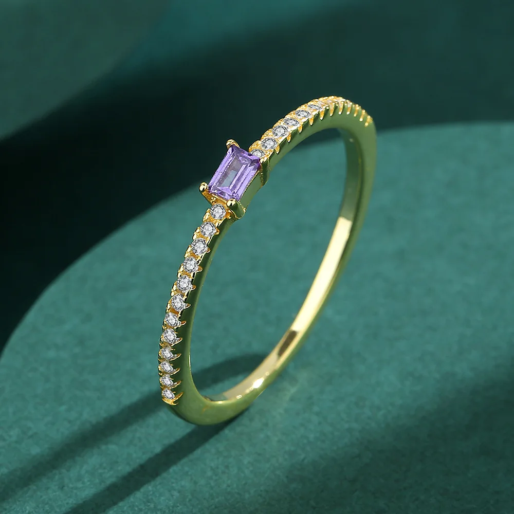 

Minimalist Small Square Diamond Full Pavé Ring S925 Ultra Thin Inlay Diamond Jewelry