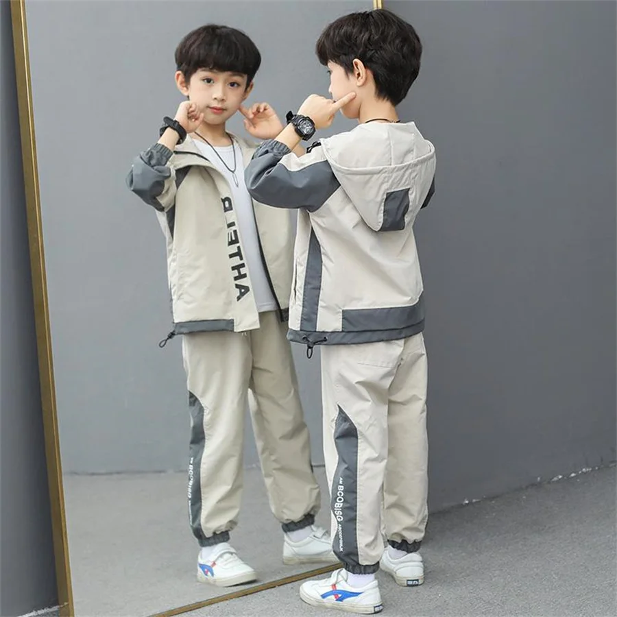 Spring Autumn Teenager Boys Clothing Sets Child Fashion Letter Sweatshirt + Pants 2Pcs Kids Tracksuit 4 5 6 7 8 9 10 11 12 Years