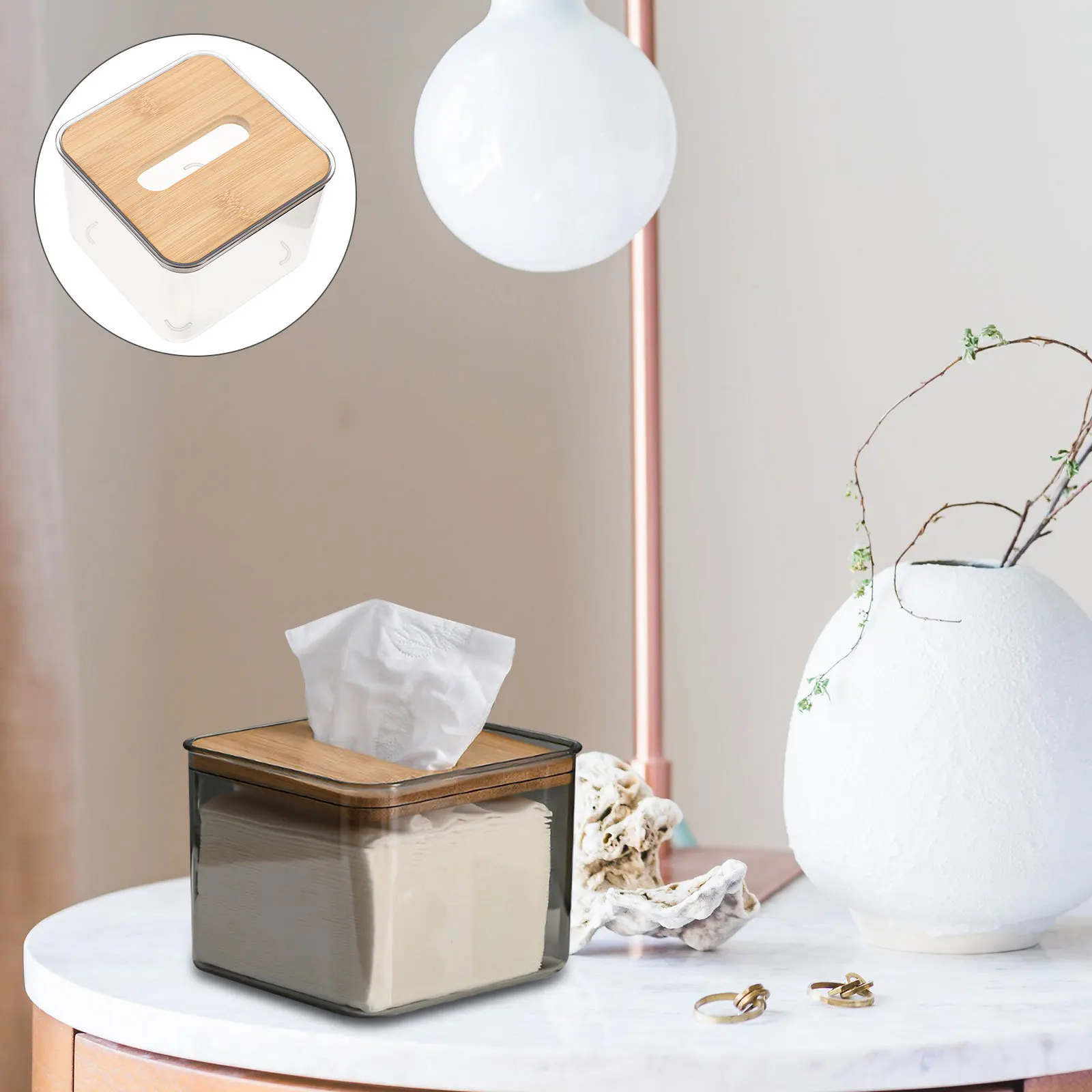 

Multifunctional Tissue Box Cover Household Decorative Storage Box For Home Office Car Use Pet Bamboo Material Compact