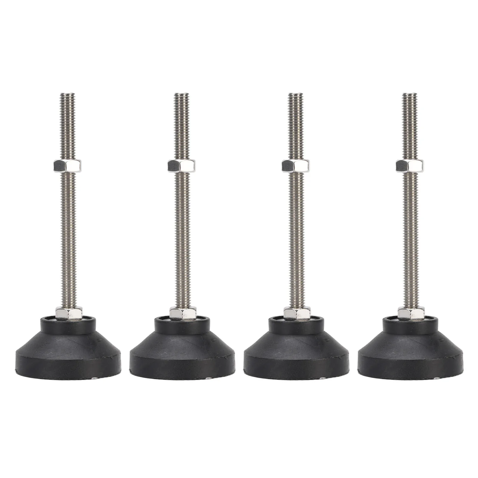 4Pcs Leveling Feet M8 Workbench Adjustable Non Slip Rubber Base for Furniture Table Chair Shelving Rack Black D50*M8*100