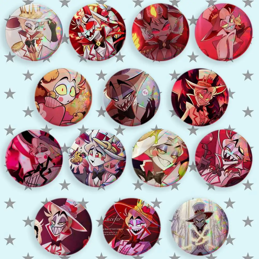 Hazbin H-Hotel Lucifer Magne Brooches Cartoon Badge Pins Backpack Hat Accessories Friend Gift