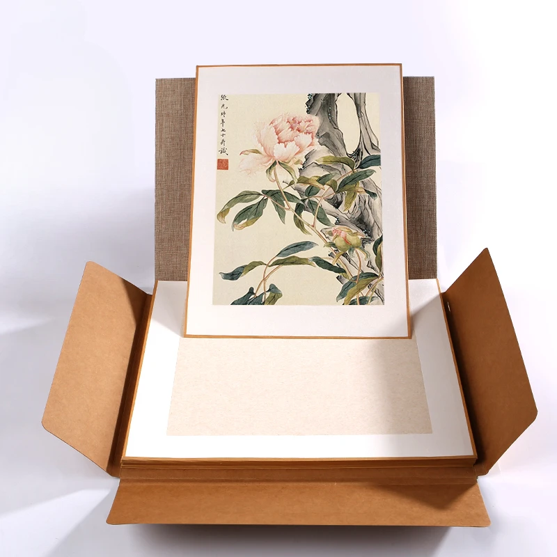 

12pc Raw Xuan Paper Cards Chinese Freehand Meticulous Painting Cards Free Mounted Painting Calligraphy Half Ripe Rice Paper Card