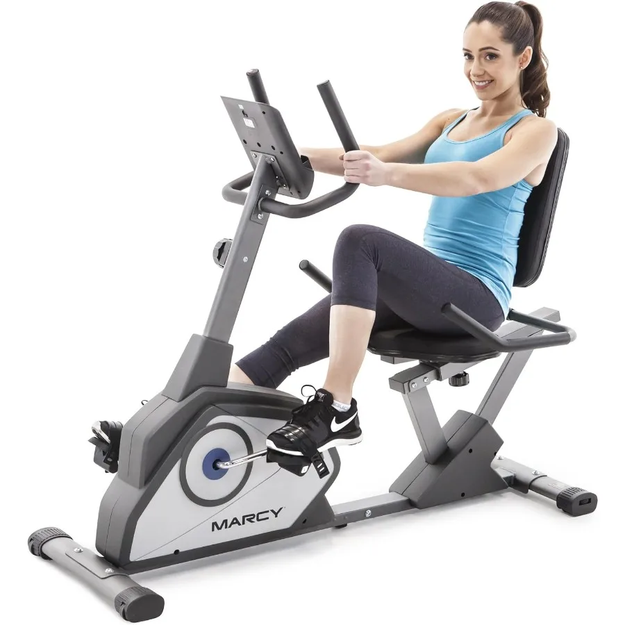 

Magnetic Recumbent Exercise Bike with 8 Resistance Levels for Home Use Black Frame Quiet Operation Compact Design