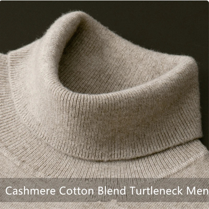 

Cashmere Cotton Blend Turtleneck Men Pullovers 2024 Autumn Winter Daily Jumper Jersey Hombre Pull Homme Knitted Sweater