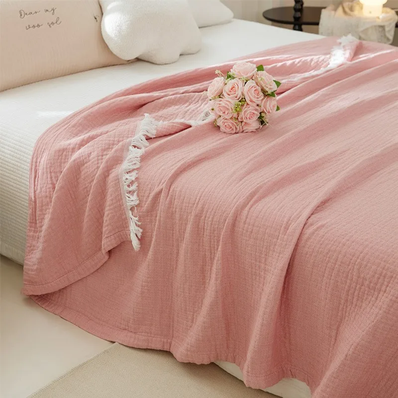 Pure Cotton Gauze Towel Blanket Summer Solid Color Throw Blankets Bed Sheet for Adults Children 150*200 200*230 High Quality