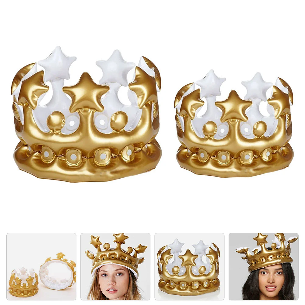 2 Pcs Pvc Inflatable Toys Carnival Stage Performance Crowns Clothing Attractive Birthday Multipurpose