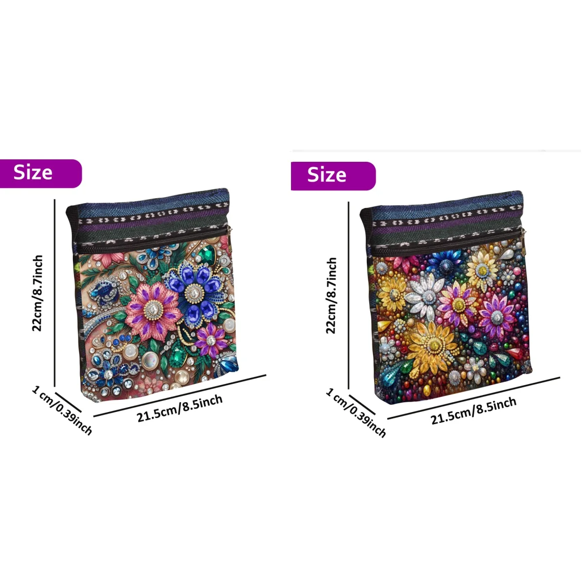 2-Piece Diamond Painting kit Messenger bag floral Pattern canvas Material can be used as Household items Storage, Holiday gifts