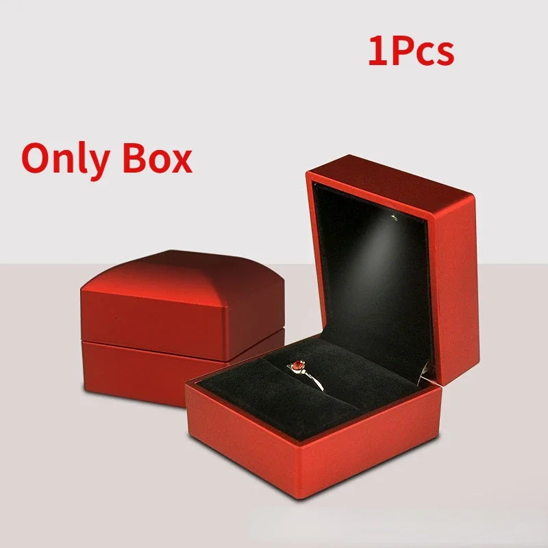4 Colors Luxury Ring Box with LED Light Jewelry Diamond Ring Box for Engagement Wedding Birthday Valentine's Day Gift Box