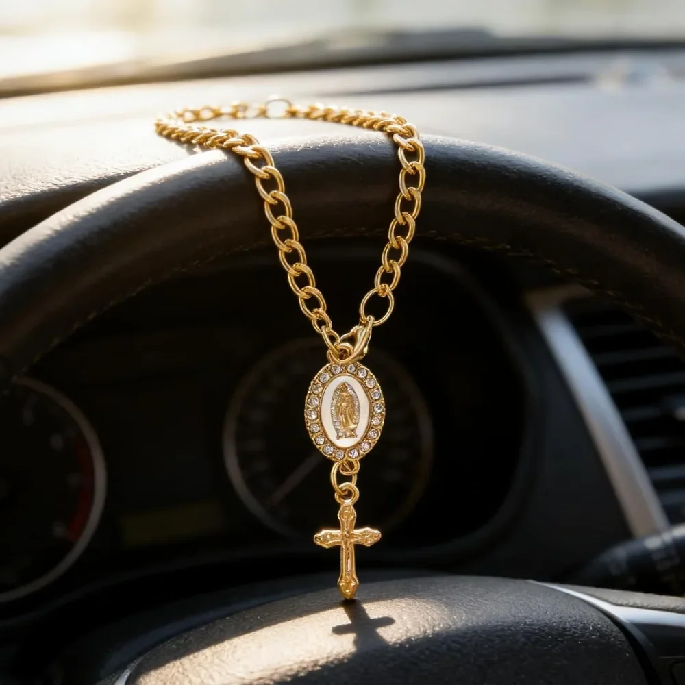 Creative Rosary Car Pendant, Steering Wheel Decor Ornament, Stylish Auto Interior Accessory, Style 3