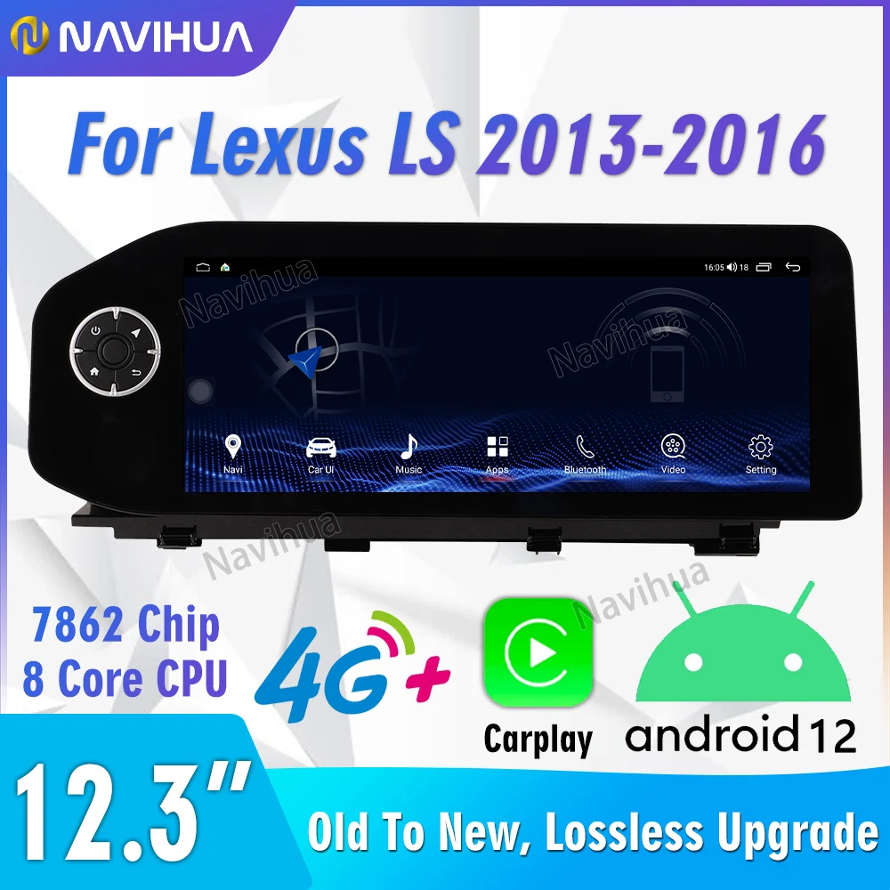 

NaviHua 12,3 дюймовый сенсорный экран Мультимедиа Android Автомагнитола для Lexus LS 2013 2016 Автомобильная GPS навигация монитор головного устройства Carplay