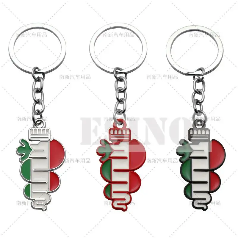 3D Metal Zinc Alloy Lucky Three-color Snake Logo Key Chain Key Ring for Alfa Romeo Giulia Giulietta Stelvio Mito Sportiva Mito