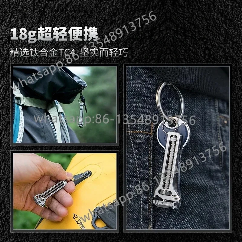 2.0 Titanium alloy mini movable small wrench multi-function pendant edc tool caliper keychain