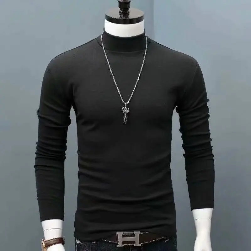 New Quick Drying High Collar Men's Blouses for Cool Stylish Shirts and Blouses Comfortable and Warm T-Shirts for Fall and Winter