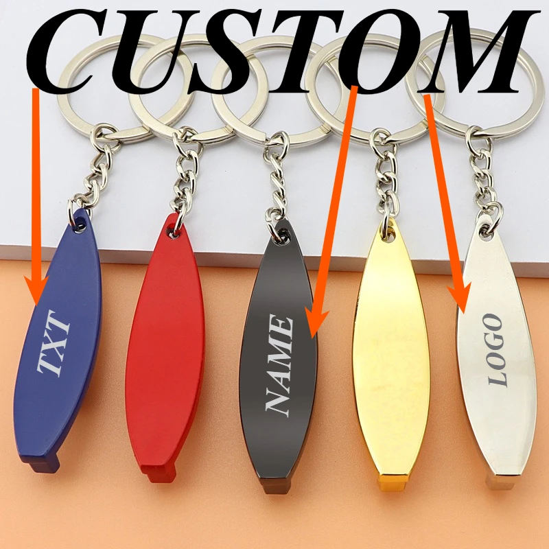1pc Custom Keychain Personalized Metal Surfboard Bottle Opener Ornament Customized Key Ring Car Accessories Gift Wholesale