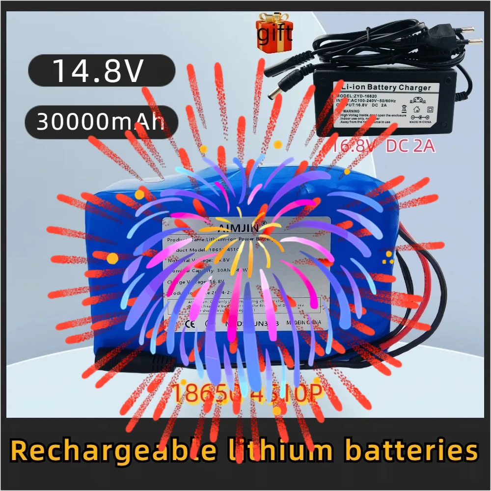 

18650 4S10P 14.8V 30Ah 444Wh Lithium-ion Power Battery withBMS for Inverter Smart Robot High-power Equipment Etc+16.8V charger