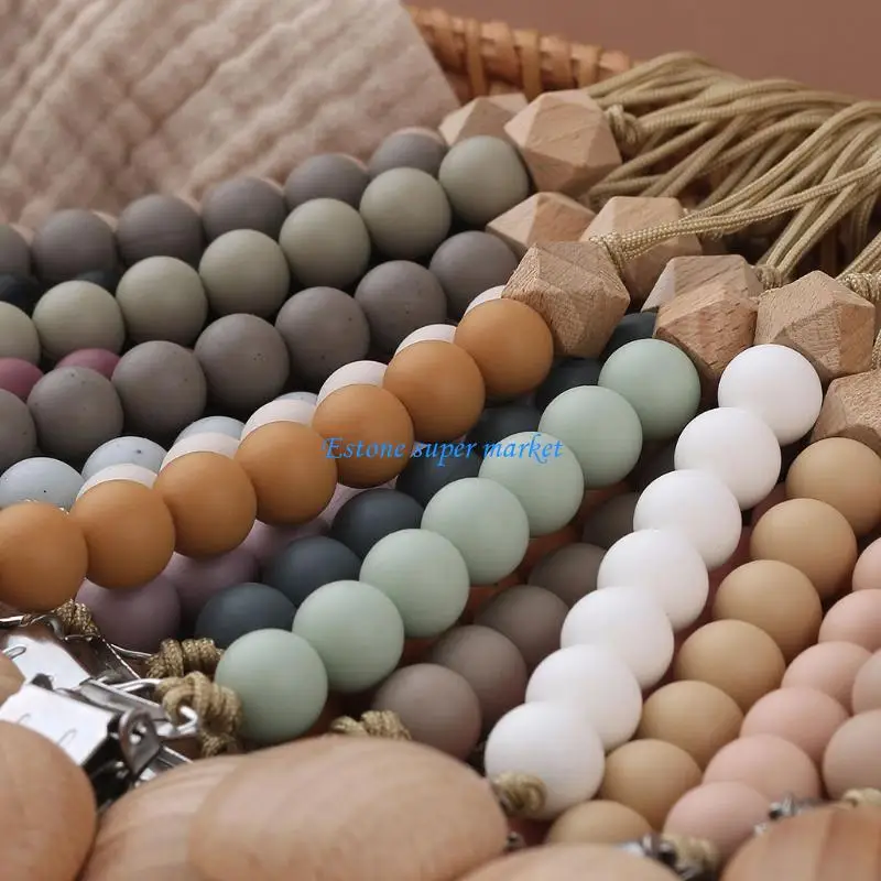 

090B Silicone Beads Pacifier Clip Dummy Chain Holder Soother Chains Baby Teething Toy