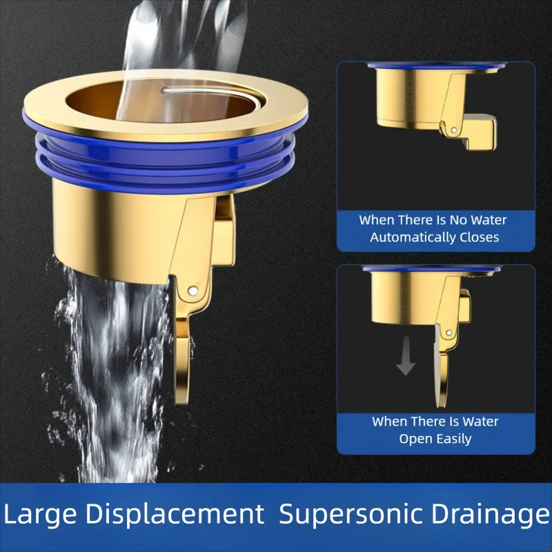 Brass Floor Drain  Anti-odor Anti-insect Sewer Fast Drainage Bathroom Floor Drain Core Durable Fast Installation Floor Drain