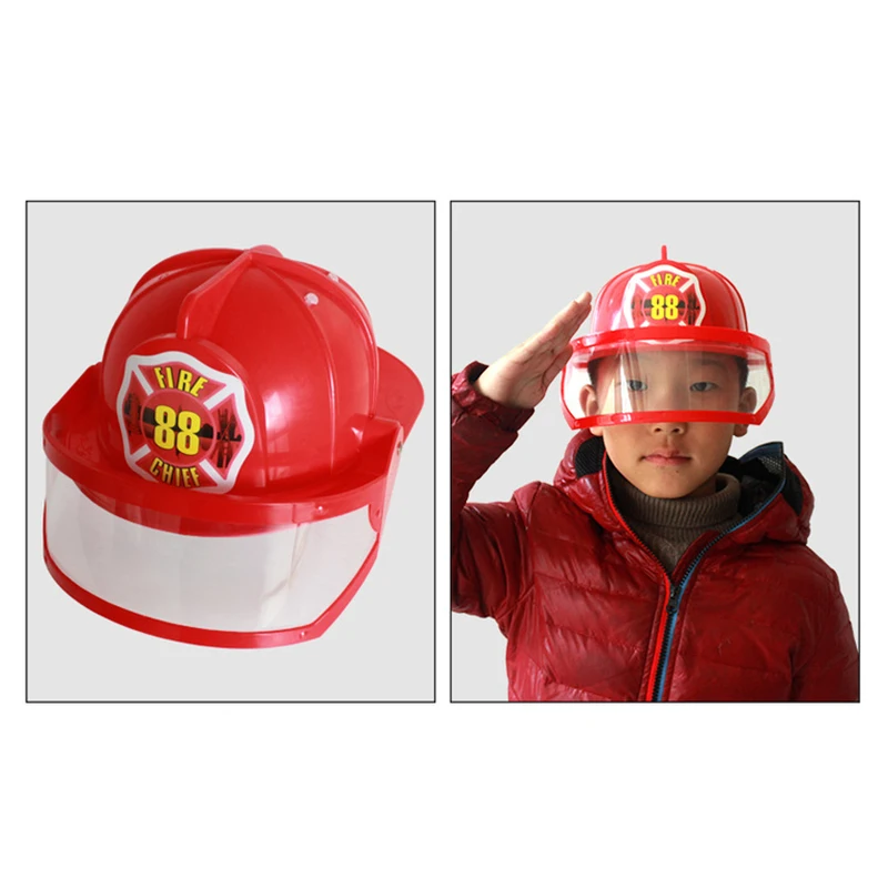 Children's Play House Toys Role-playing Cosplay Simulation Firefighter Props Hats Plastic Fireman's Hat Toys Party Dress Up Toys