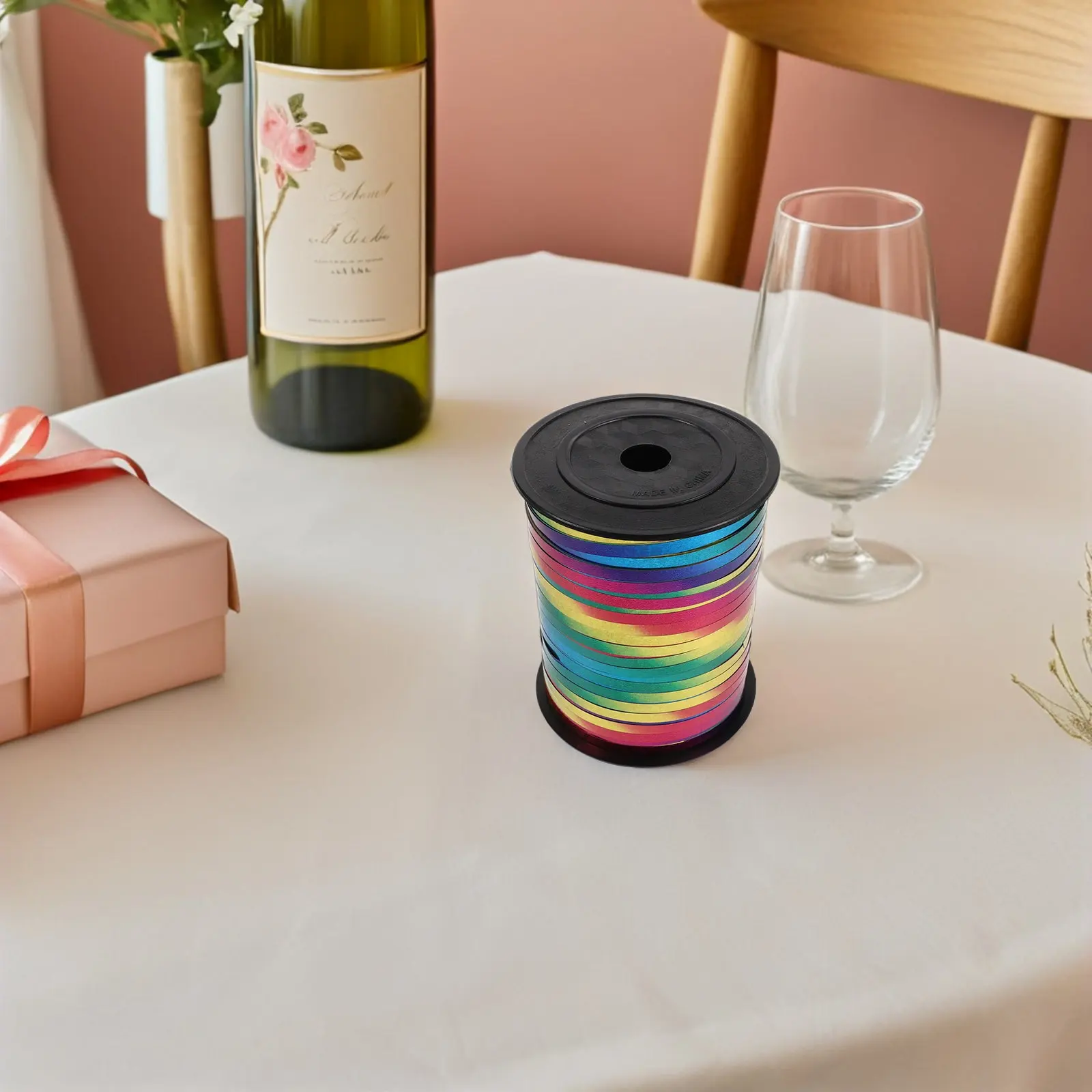 2 Rolls Rainbow Curling Ribbon 500 Yards Holographic Shiny Balloon String for Birthday Party Gift Wrapping Christmas Halloween