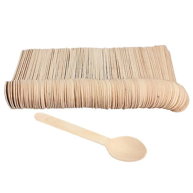 100Pcs Disposable Wooden Spoon Mini Ice Cream Party Tableware Kitchen Safe New Wood Western Dessert Scoop Wedding tiny