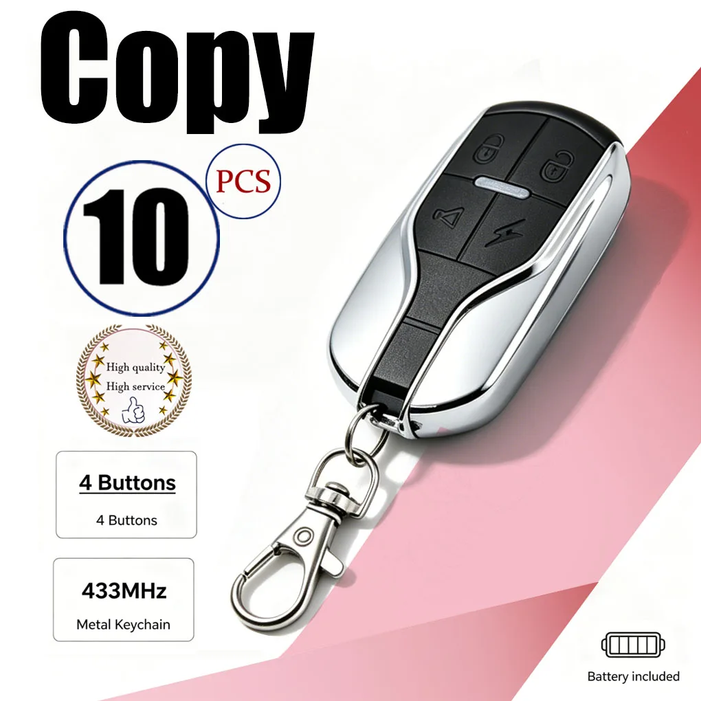 10pcs 4-Button Cloning Remote Control Key Fob, Self-copy Wireless Gate Opener for Home Garage, Courtyard Automatic Door & Roller