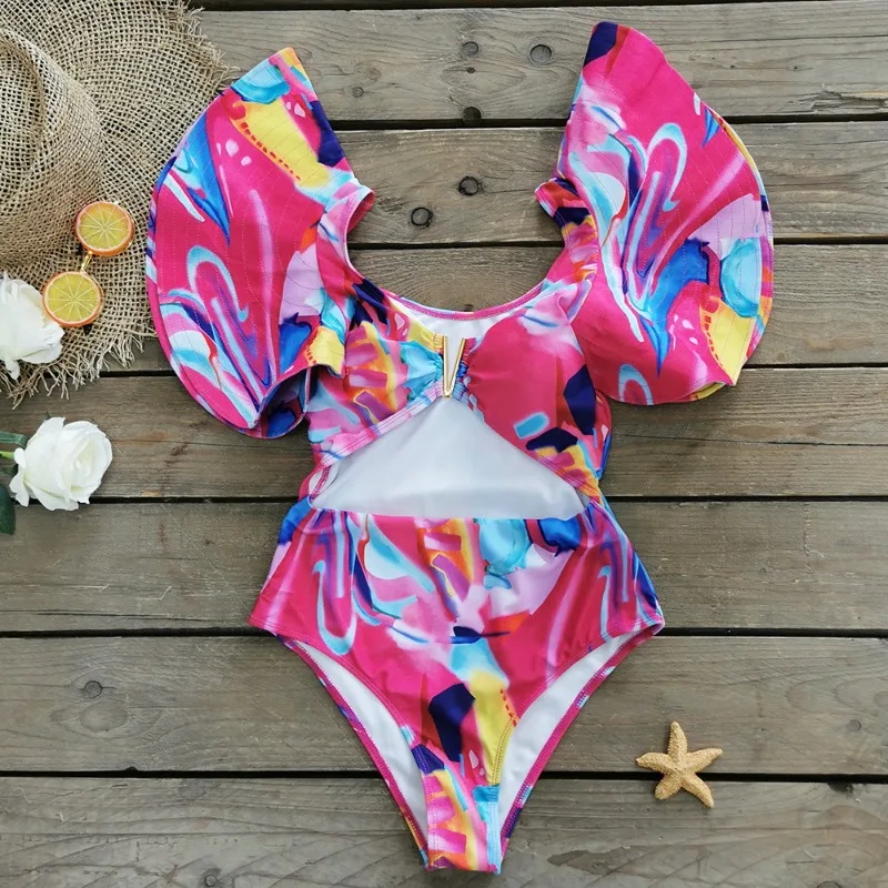 2024 new one-piece swimsuit multi-colored swimsuit for women