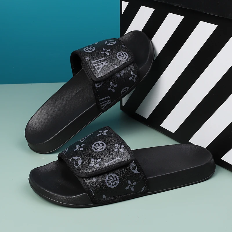 Men\'s summer slippers for outdoor wear, cool slippers, one line slippers, Korean version beach shoes, anti slip fashion, outdoor