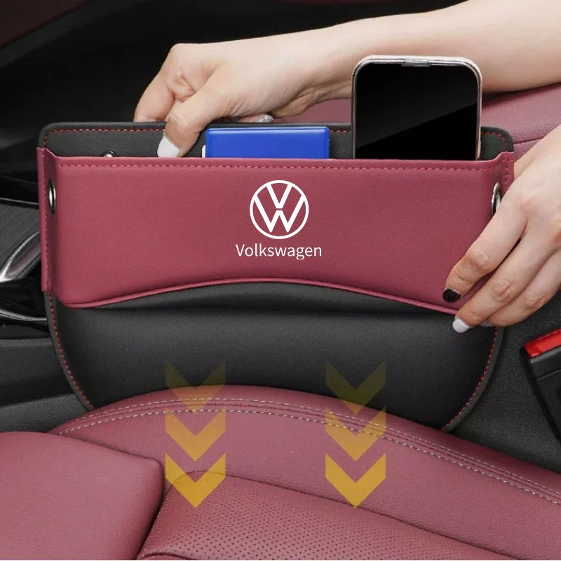 Leather Car Seat Gap Organizer Crevice Side Storage Box For VW Golf 6 Passat Polo Touran Tiguan MK4 Car Storage Box Accessories