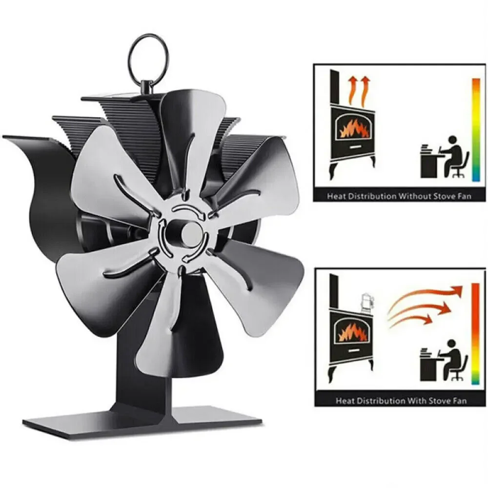 6 Blade Cocoon Warm Stove Burning Fan For Wood Log Burner Fireplace Fan Quiet Environment Heat Fire