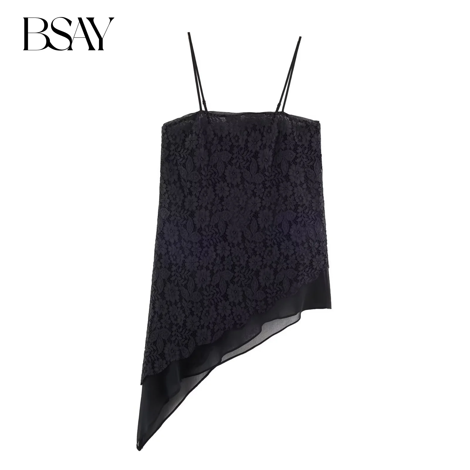 

BSAY Asymmetric Lace Top for Women Fashion Autumn Winter New Sleeveless Backless Tank Chic Female Sexy Streetwear Vest Mujer