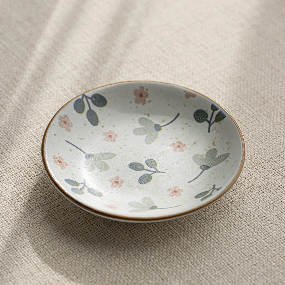4.4 Inch Floral Round Ceramic Plates High Grade Porcelain Hotel Restaurant Homehold Tableware Snacks Dessert Cake Dishes