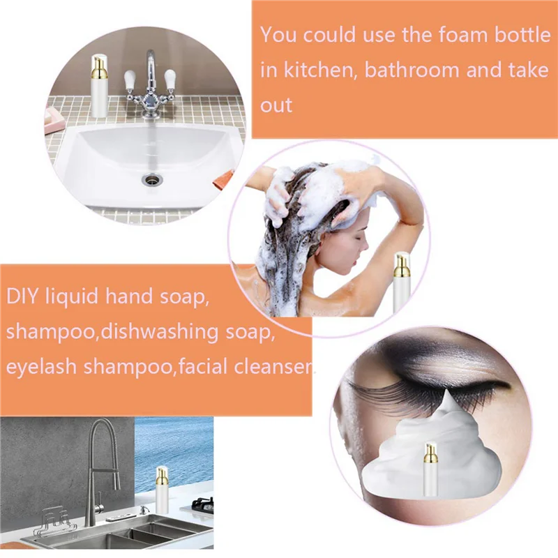 

A29R 50Ml Empty Bottles Travel Soap Bottles Plastic Foam Dispenser Bottles Foam Soap Pump Dispensers Cleaning,Travel 60Pcs