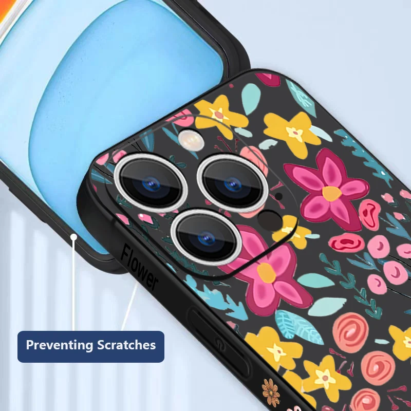 آيفون 17 برو ماكس حافظة ملونة اللوحة الزهور الحبل غطاء الهاتف ل فوندا آيفون 16 برو ماكس 15 14 13 12 11 16e الهواء