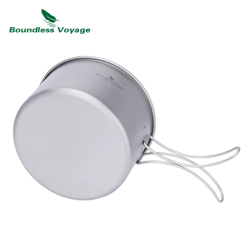 Boundless Voyage 1.2L 1.8L 2.4L Titanium Pot 0.7L Camping Kettle Cookware Outdoor Portable Stackable Ultralight Cooking Mess Kit