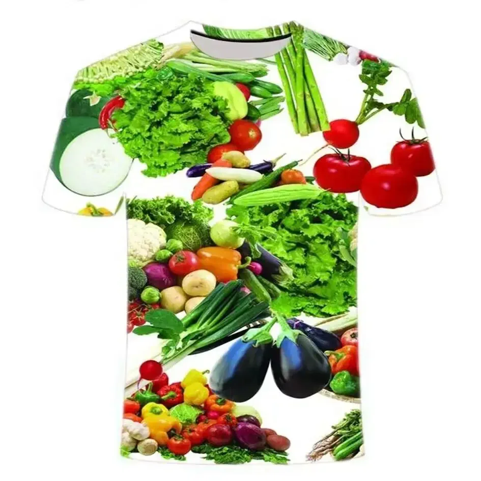 Fashionable Vegetable  Pictures For Men's T-Shirts Trend Digital Printing Casual Round Neck Short Sleeved Tops